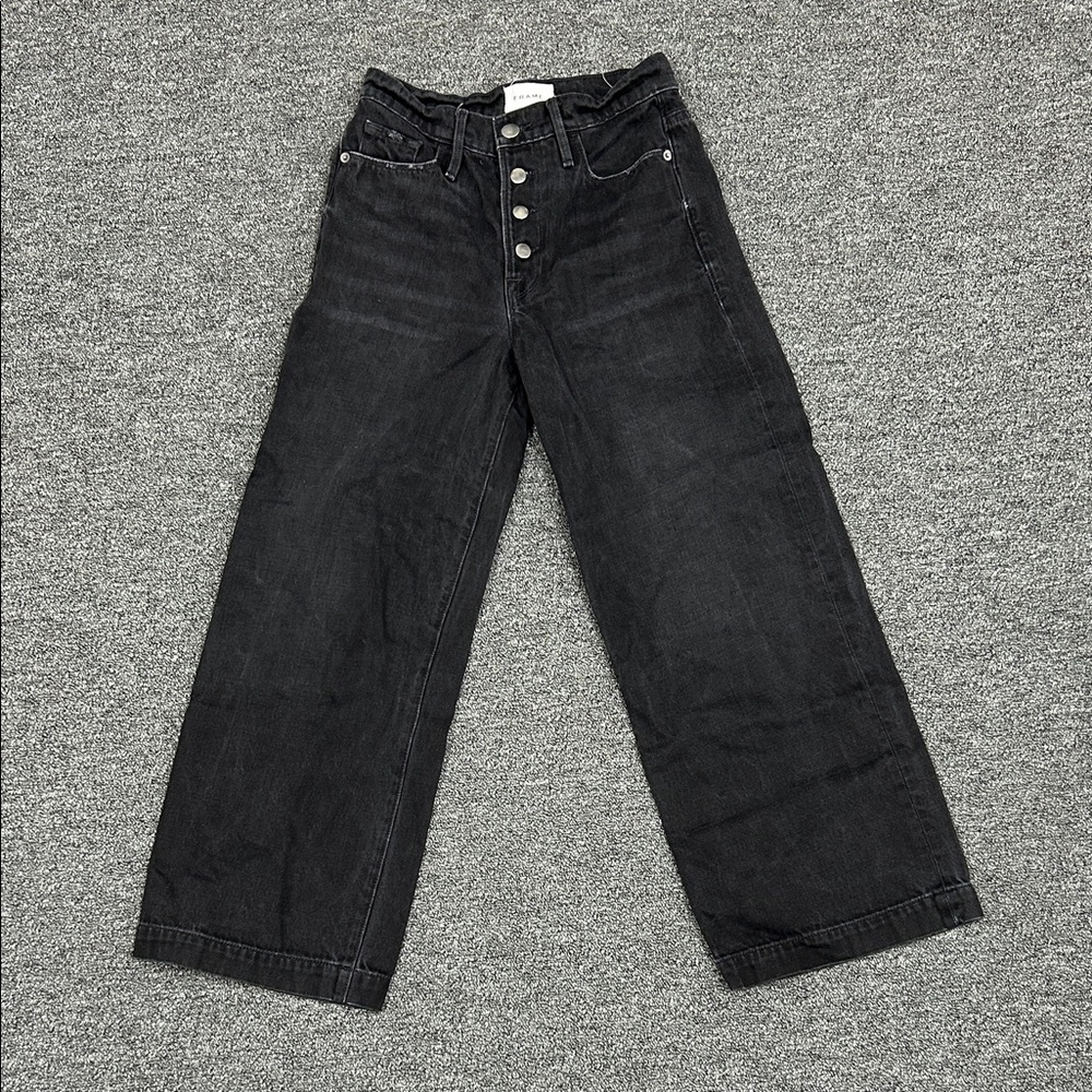 FRAME Black Flare Wide-Leg Jeans